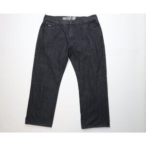 Vintage 90s Y2K Enyce Mens 42x30 Faded Baggy Fit Wide Leg Denim Jeans Black